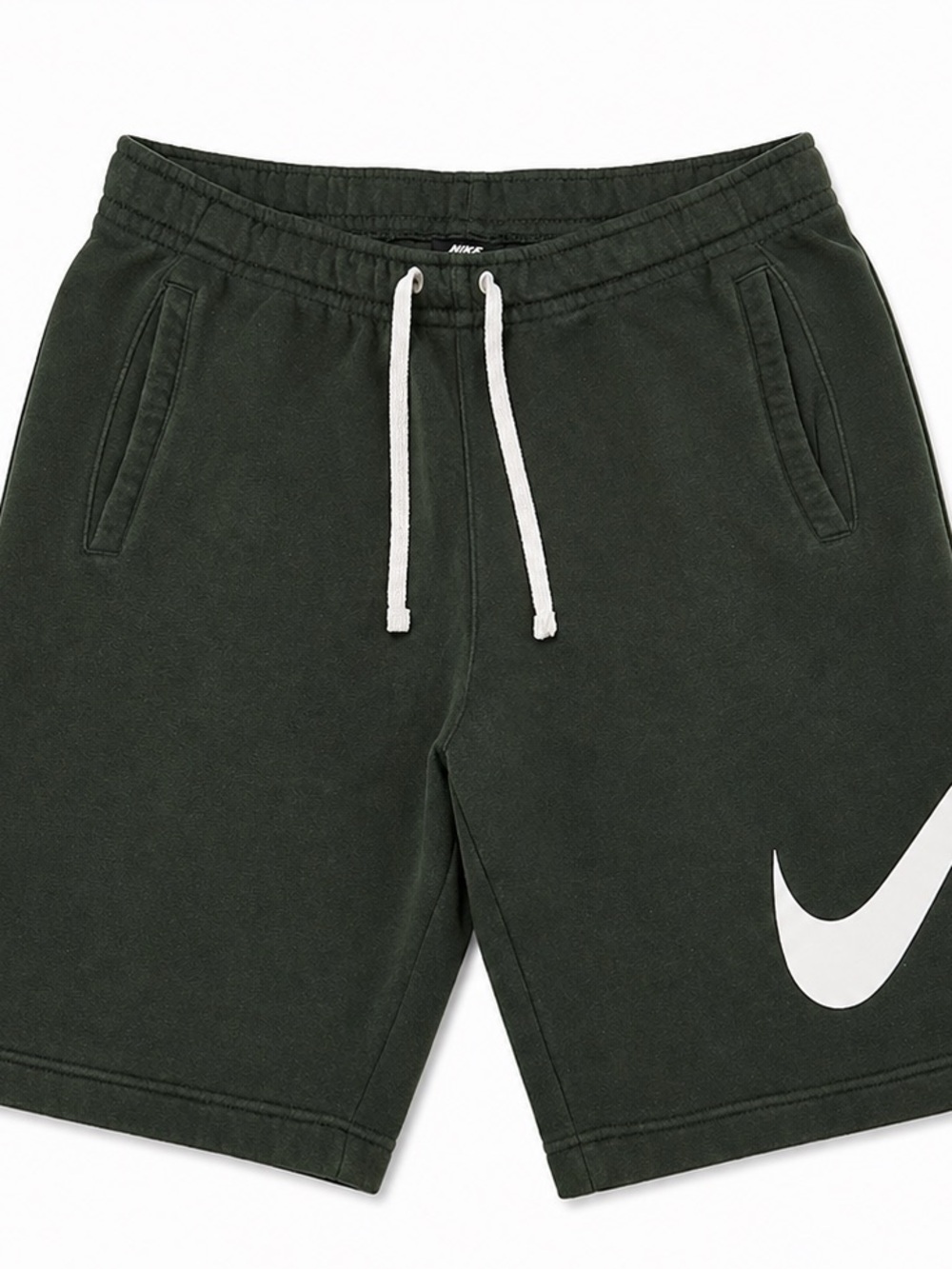 Nike Men's Dark Green Shorts with White Swoosh